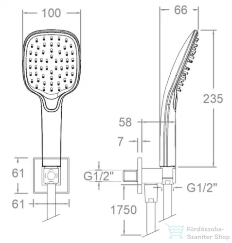 RamonSoler HYDROTHERAPY zuhanyszett gégecső csatlakozóval, szálcsiszolt réz 99H309928