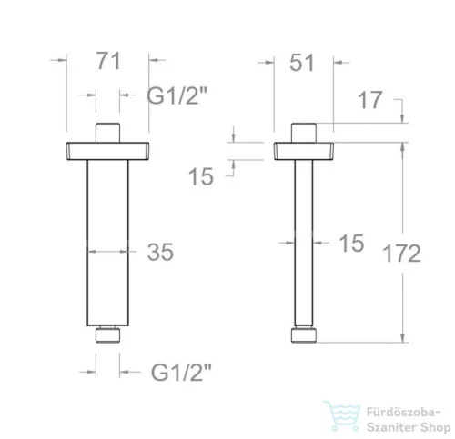 RamonSoler HYDROTHERAPY 15 cm-es mennyezeti zuhanykar, szálcsiszolt arany 99Z309007