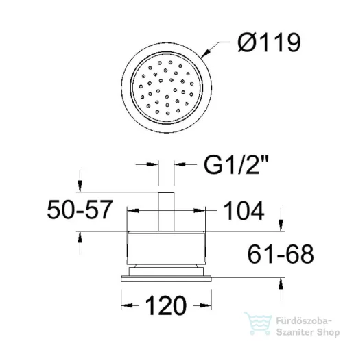RamonSoler HYDROTHERAPY 11,9 cm-es, kerek oldalfúvóka, szálcsiszolt réz 99Z309143