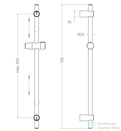 RamonSoler HYDROTHERAPY 70 cm-es zuhanyrúd, króm 99Z309145