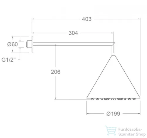RamonSoler HYDROTHERAPY Artemisa 30 cm-es fejzuhany 30 cm-es zuhanykarral, matt fekete 99Z309213