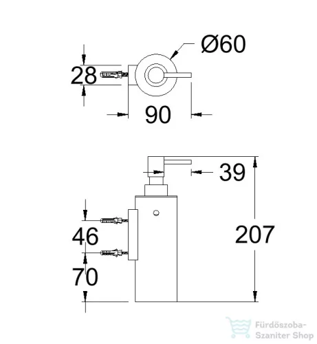 RamonSoler ERGOS fali szappanadagoló, szálcsiszolt grafit 99Z313808