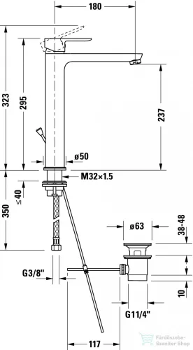 Duravit A.1 XL mosdócsaptelep automata leeresztővel,króm A11040001010