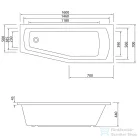 AQUALINE OPAVA kád, láb nélkül, jobbos, 160x70x39cm, akril A1671