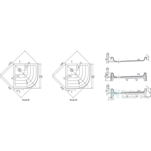Ravak Ronda-80x80 PU (fehér) zuhanytálca A204001120