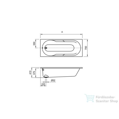 Roca Tazia 170x70 cm-es kád lábbal,A248405000