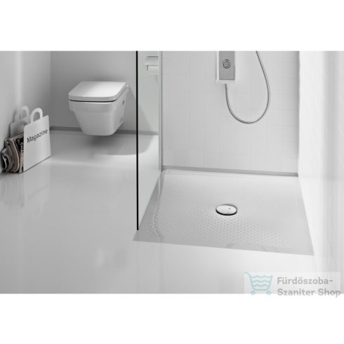 Roca In-Floor 90x90 cm-es acéllemez zuhanytálca csúszásgátló felülettel,szifonnal,fehér A2B3569007