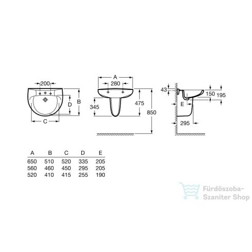 Roca Victoria 52x41 mosdó 325394000