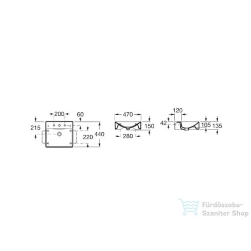 Roca Diverta 47x44 cm-es fali,vagy bútorra ültethető porcelán mosdó,Fehér A327111000