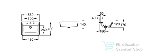 Roca The Gap 56x40 félig beépíthető mosdó 32747S000