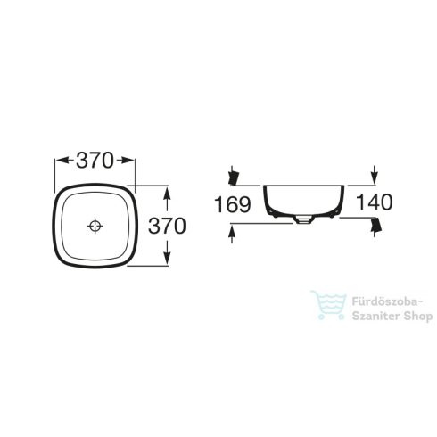 Roca Inspira 37x37x14 cm-es pultra ültethető porcelán mosdó,Onyx A327502640
