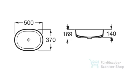 Roca Inspira 50x37x14 pultra ültethető porcelán mosdó
