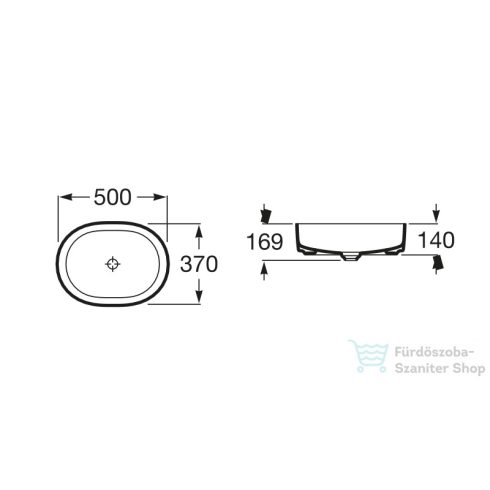Roca Inspira 50x37x14 pultra ültethető porcelán mosdó,Pearl A327520630