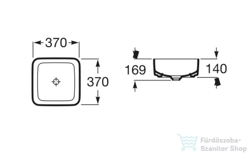 Roca Inspira 37x37x14 pultra ültethető porcelán mosdó A327532000