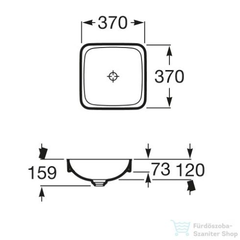Roca Inspira 37x37x7,3 pultba építhető porcelán mosdó