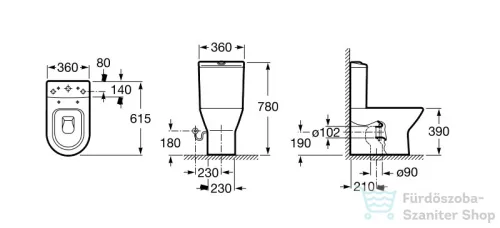 Roca Nexo Vario alsó/hátsó kifolyású kompakt monoblokk WC 342642000