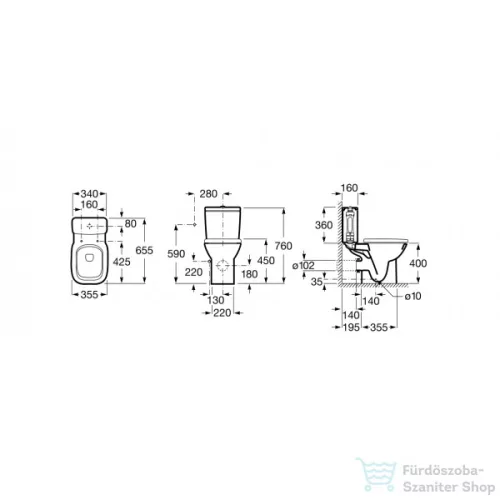 Roca Debba hátsó kifolyású monoblokk WC 342997000