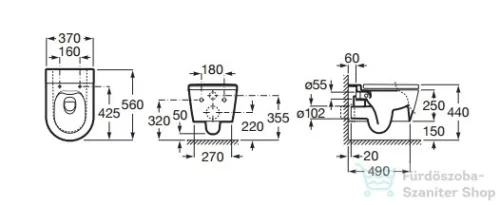 Roca Inspira Round Rimless fali wc,Coffee A346527660