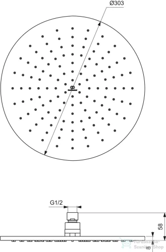 Ideal Standard IDEALRAIN 30 cm-es fejzuhany zuhanykar nélkül,Króm A5803AA