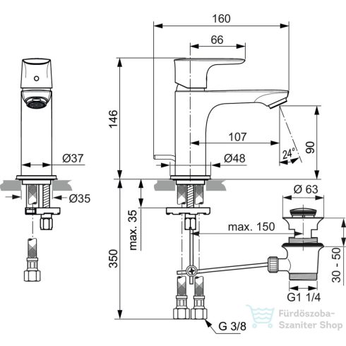 Ideal Standard CONNECT AIR mosdó csaptelep automata leeresztővel,Króm A7007AA