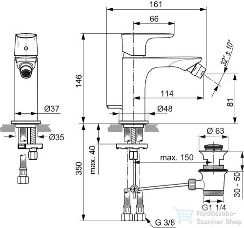 Ideal Standard CONNECT AIR egykaros bidé csaptelep automata leeresztővel,króm A7030AA
