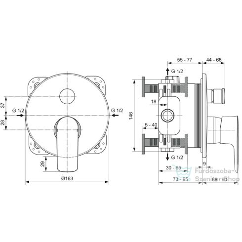 Ideal Standard CONNECT AIR falsík alatti kád/zuhany csaptelep 2 fogyasztóhoz,Brushed gold A7035A2
