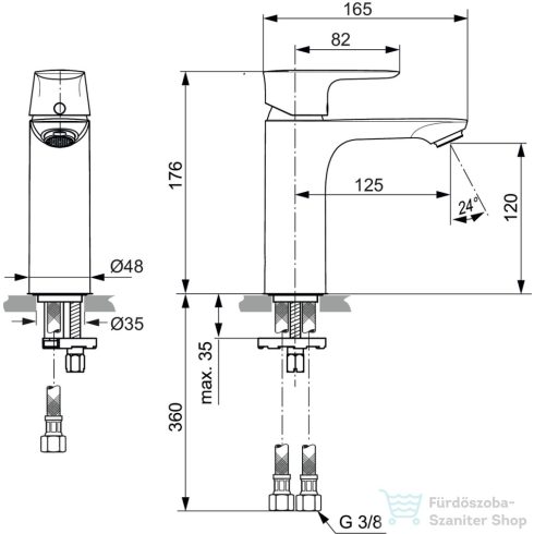 Ideal Standard CONNECT AIR Grande mosdó csaptelep leeresztő nélkül,Silver storm A7055GN