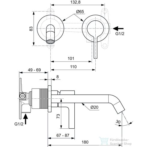 Ideal Standard JOY falsík alatti mosdó csaptelep 18 cm-es kifolyóval,alaptest nélkül,Brushed Gold A7378A2