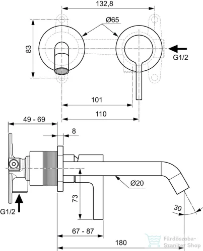 Ideal Standard JOY falsík alatti mosdó csaptelep 18 cm-es kifolyóval,alaptest nélkül,króm A7378AA