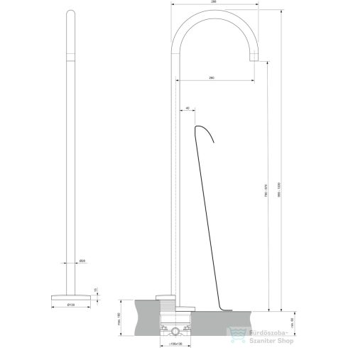 Ideal Standard JOY álló kádkifolyó,Brushed gold A7387A2