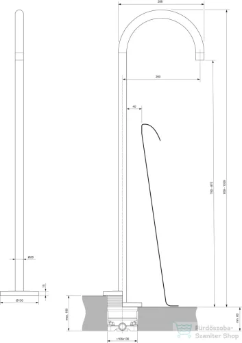 Ideal Standard JOY álló kádkifolyó,Brushed gold A7387A2