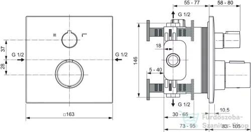 Ideal Standard CERATHERM C100 falsík alatti termosztát 2 fogyasztóhoz,Magnetic grey A7522A5