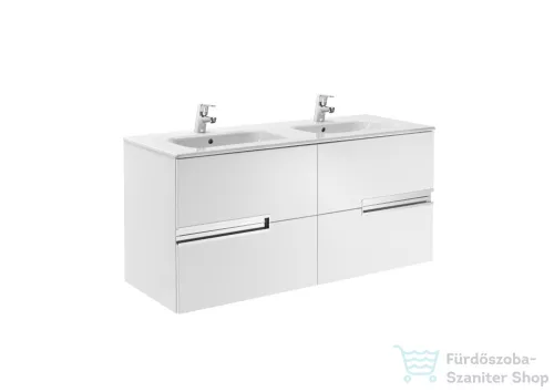 Roca Victoria-N 120x46 cm-es 4 fiókos dupla mosdó és alsószekrény kombináció,Magasfényű fehér A855830806