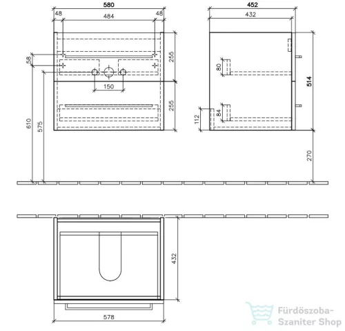 Villeroy & Boch Avento 60cm-es alsószekrény Elm Impresso színben A889 00 PN ( A88900PN )