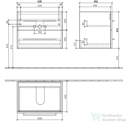 Villeroy & Boch Avento 65cm-es alsószekrény Nordic Oak színben A890 00 VJ ( A89000VJ )
