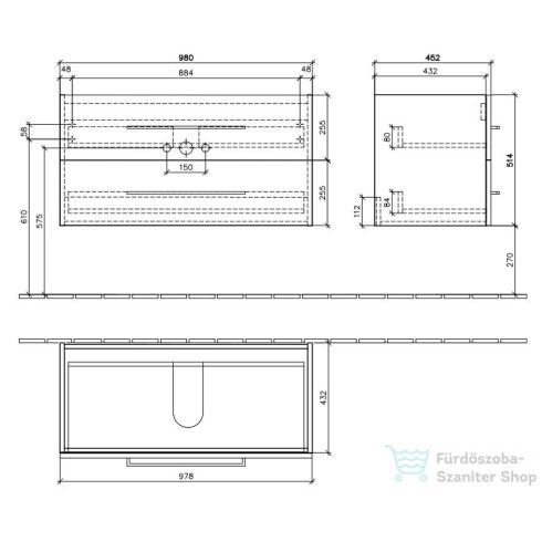 Villeroy & Boch Avento 100cm-es alsószekrény Arizona Oak színben A892 00 VH ( A89200VH )