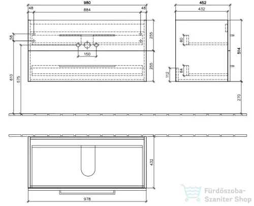 Villeroy & Boch Avento 100cm-es alsószekrény Arizona Oak színben A892 00 VH ( A89200VH )