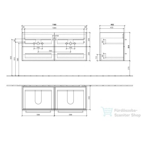 Villeroy & Boch Avento 120cm-es alsószekrény Arizona Oak színben A893 00 VH ( A89300VH )