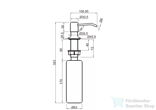 Invena SIMI mosogatószer adagoló,fekete AA-22-004-J
