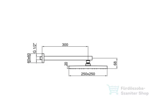 Webert SHOWER SET 250x250 mm-es szögletes fejzuhany zuhanykarral, króm AC0392.015