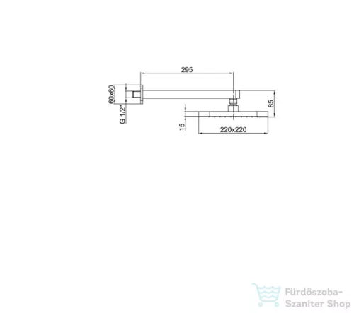 Webert SHOWER SET 220x220 mm-es szögletes fejzuhany zuhanykarral, króm AC0843.015