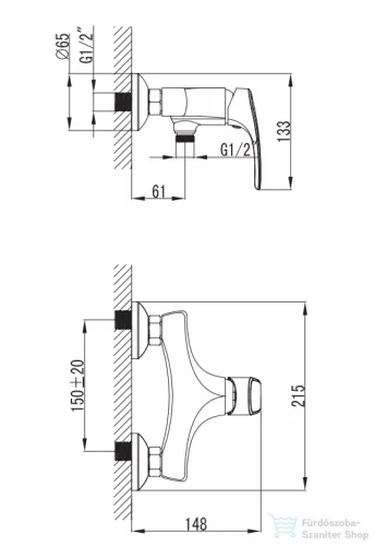 Wellis BELLINI zuhany csaptelep, zuhanyszett nélkül, króm ACS0215