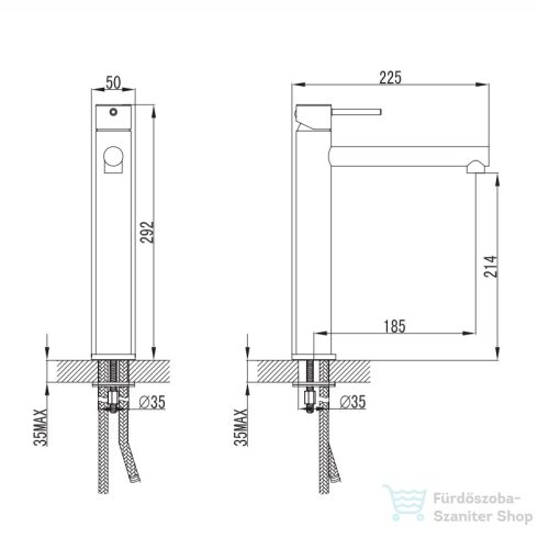Wellis COMINO magas mosdó csaptelep, króm ACS0263