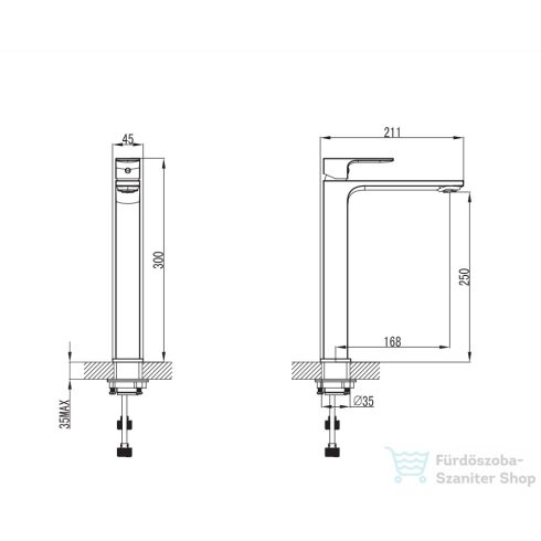 Wellis MAMBA magas mosdó csaptelep, matt fekete ACS0269