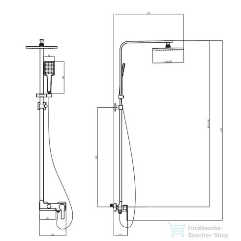 Wellis Mamba zuhanyoszlop, matt fekete ACS0304