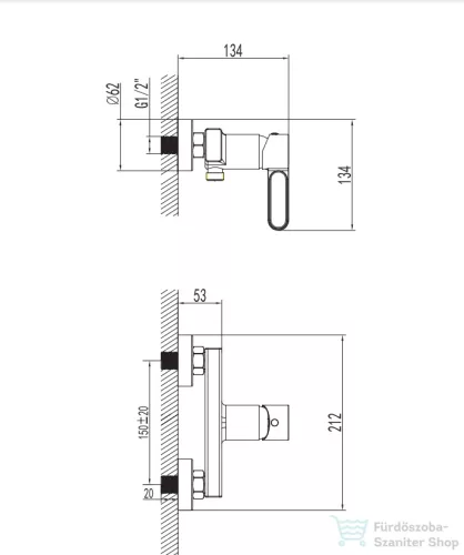 Wellis UMBRA zuhany csaptelep, zuhanyszett nélkül, matt fekete-rose gold ACS0309