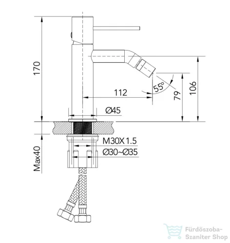Wellis Altona bidé csaptelep, brushed gold ACS0412
