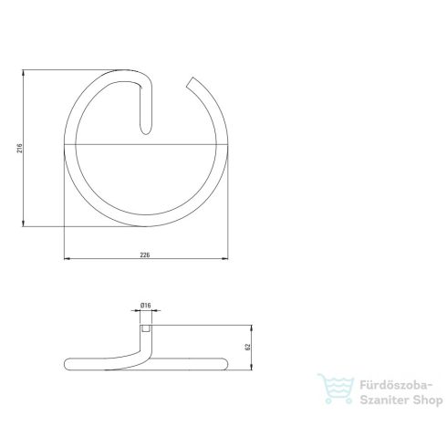 Deante Silia kör alakú törölközőtartó, nero ADI_N611
