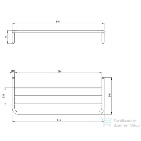 Deante Silia arany színű falra szerelhető törölközőtartó polc ADI_Z531