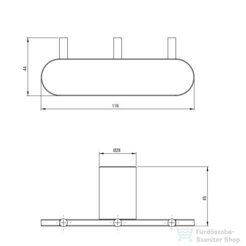 Deante ROUND tripla akasztó, nero ADR_N131